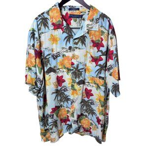 Hawaiian Mens Floral Print Short Sleeve button up Shirt Size XL